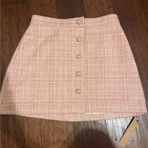 Reformation Blush Tweed Mini Skirt